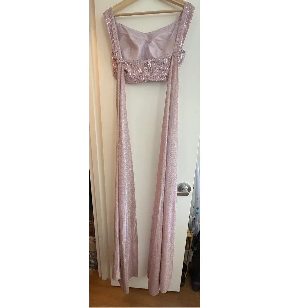 Lavender Sequins Lehenga with Shimmer Attached Dupatta - Picture 11 of 12